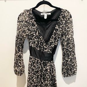 Diane Von furstenberg black floral wrap dress